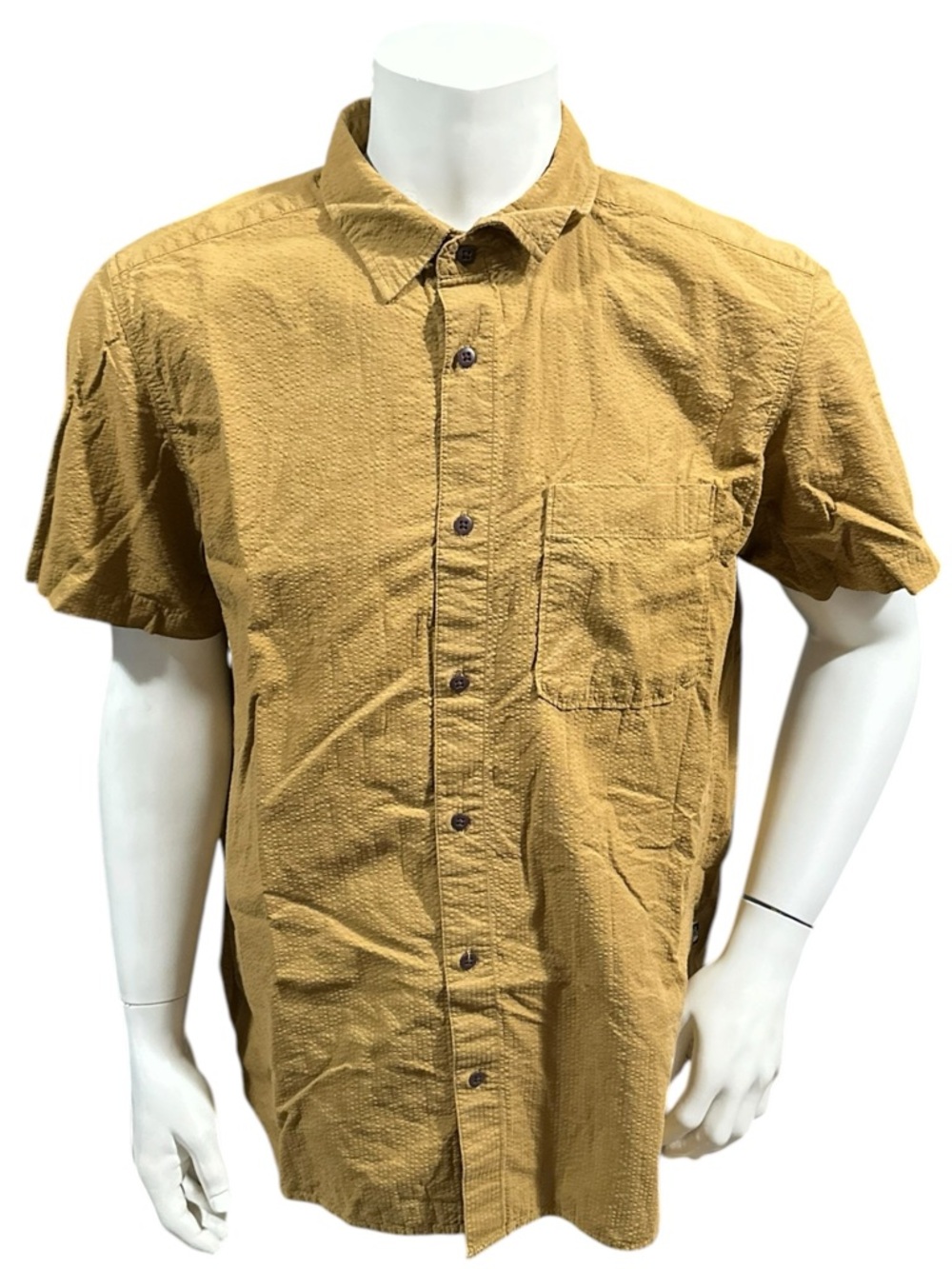 The North Face Men’s Button Up Shirt Brown Logo Short Sleeve XL